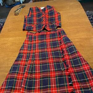 Vintage girls holiday vest and kilt set
